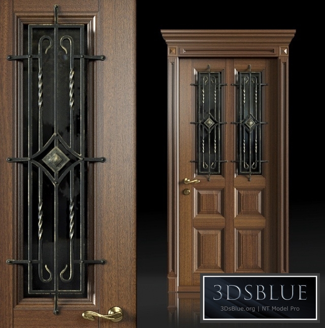 Entrance door with wrought-iron grille